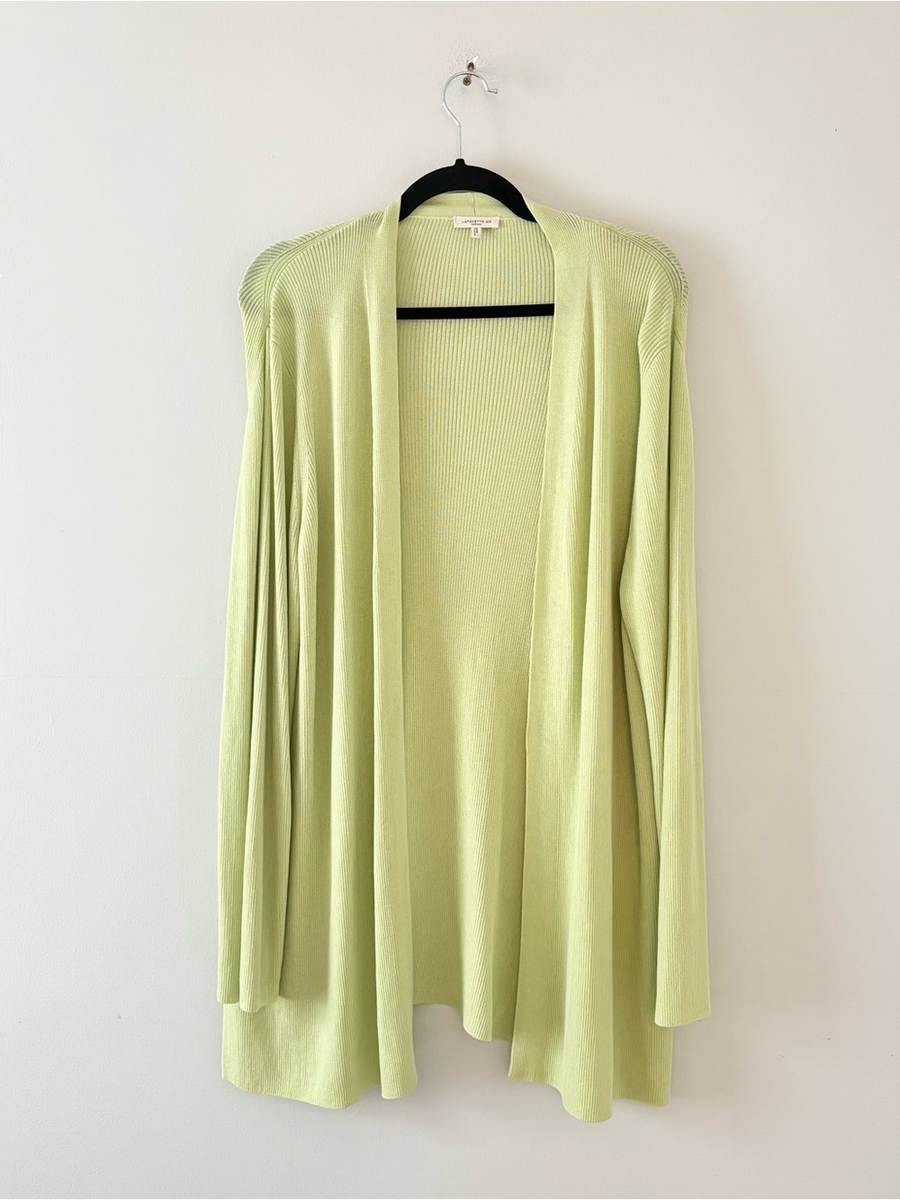 Lafayette 148 New York Fine-Spun Viole Rib Cardigan Sweater Open Lightweight